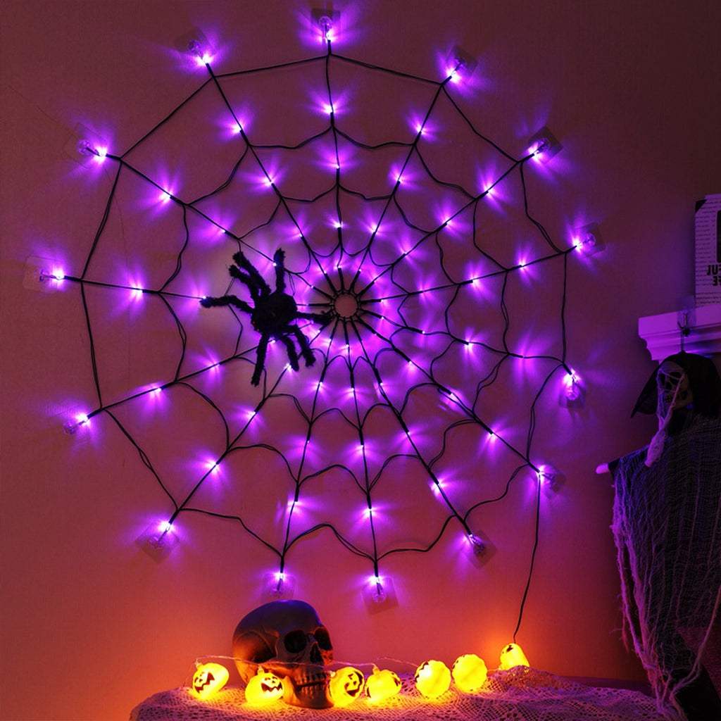 Halloween Spider Web Light 3.28FT – 70 LEDs with Hairy Spider & Remote