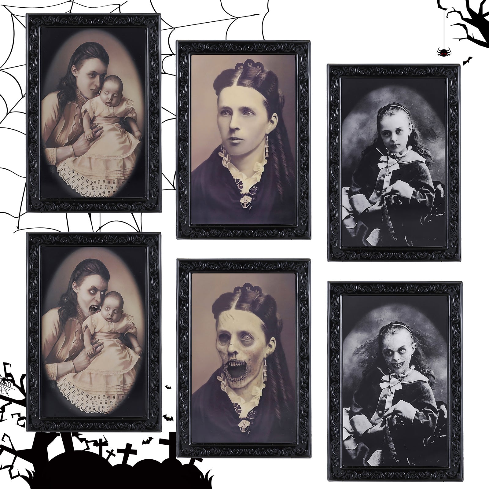 3D Horror Changing Face Portrait – Scary Halloween Wall Decoration Art