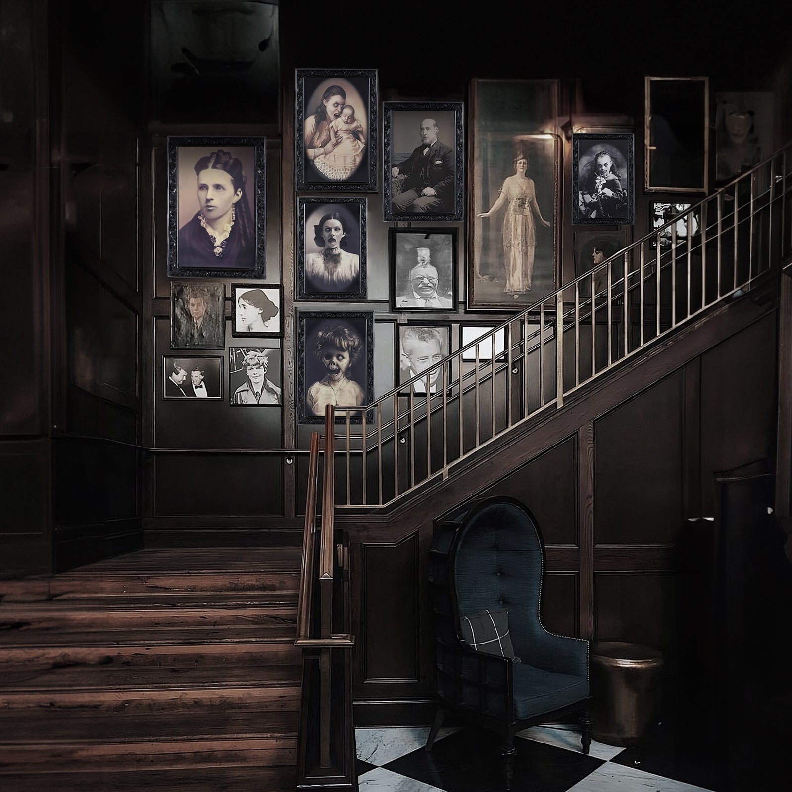 3D Horror Changing Face Portrait – Scary Halloween Wall Decoration Art