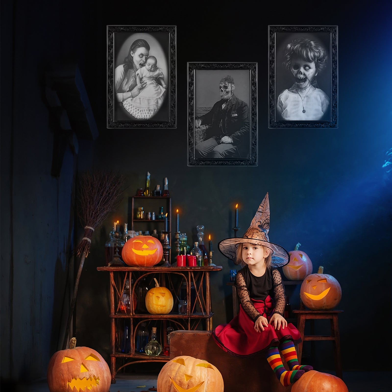 3D Horror Changing Face Portrait – Scary Halloween Wall Decoration Art