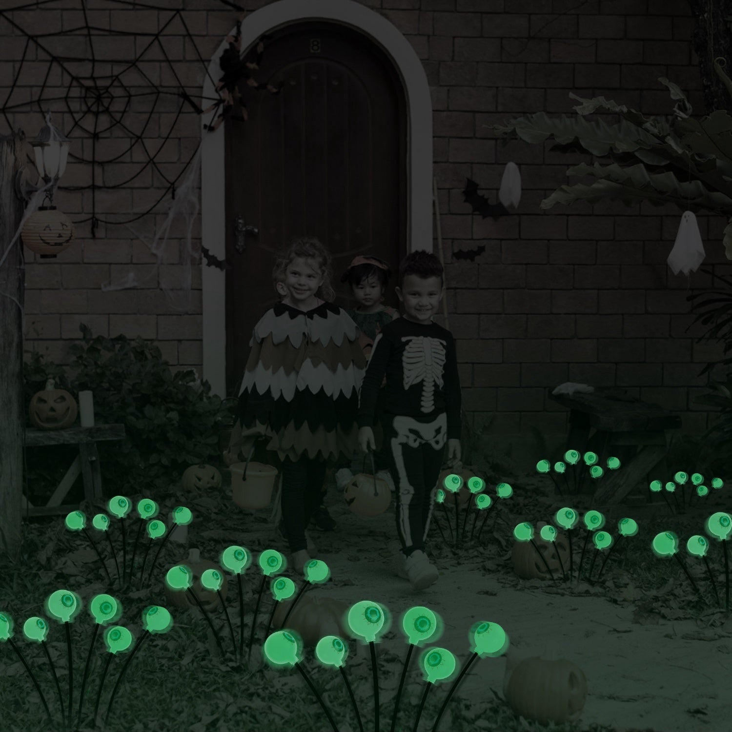 Halloween Solar Eyeball Lights – 2-Pack Purple/Green, IP65 Waterproof