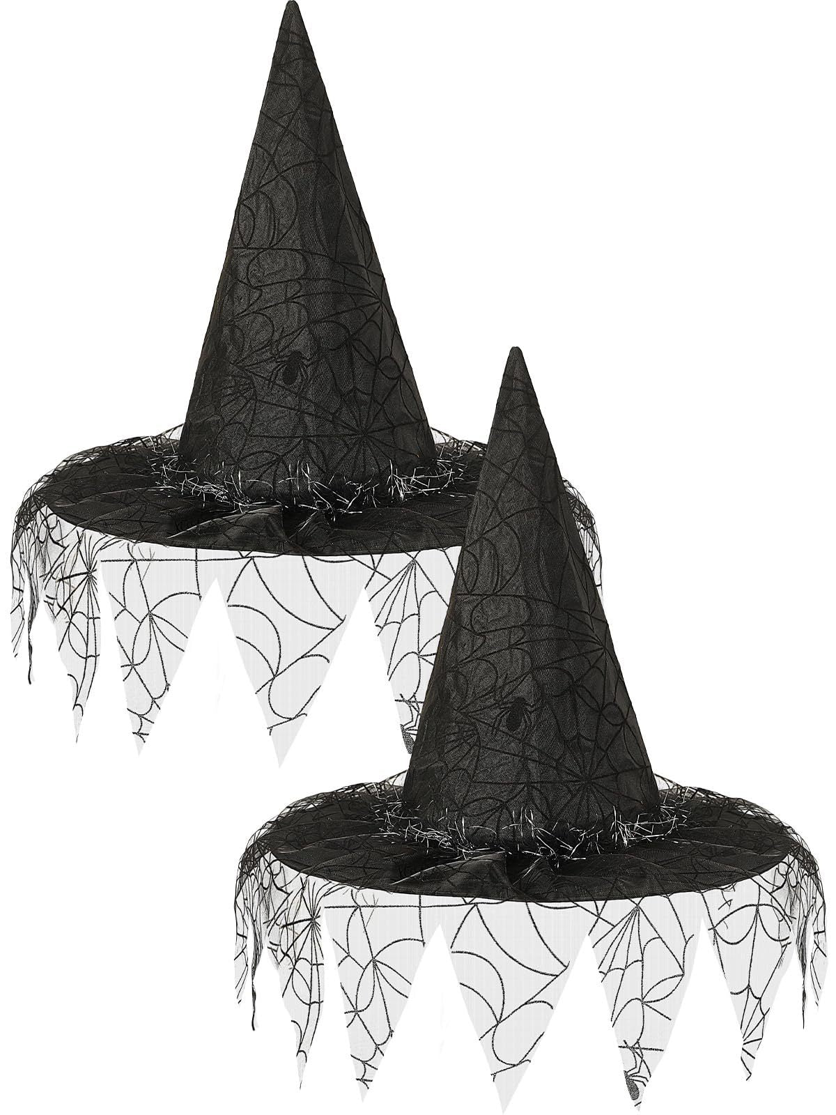 Black Witch Hats Halloween Costume – 2-Pack Foldable & Pointed for Women