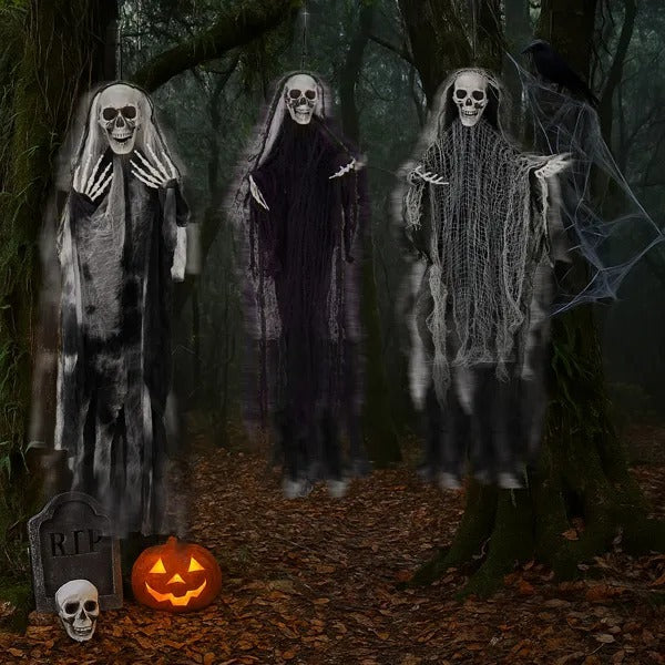 Halloween Skeleton Ghosts – 3 Hanging Decorations Pack
