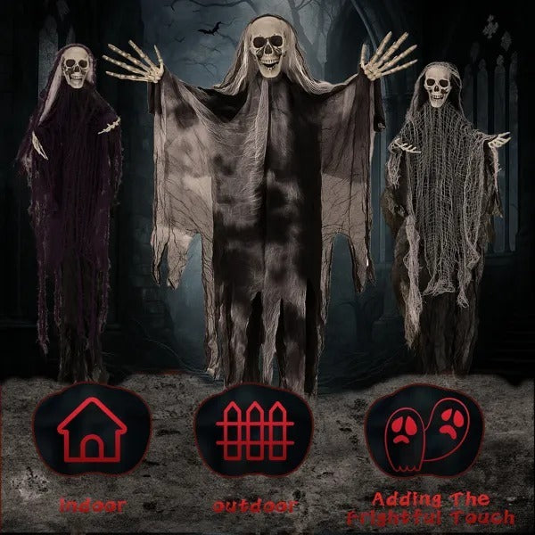 Halloween Skeleton Ghosts – 3 Hanging Decorations Pack