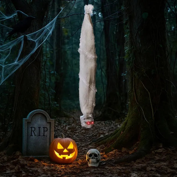 3FT Creepy Cocoon Corpse with Motion & Sound – Haunted House Halloween Decoration